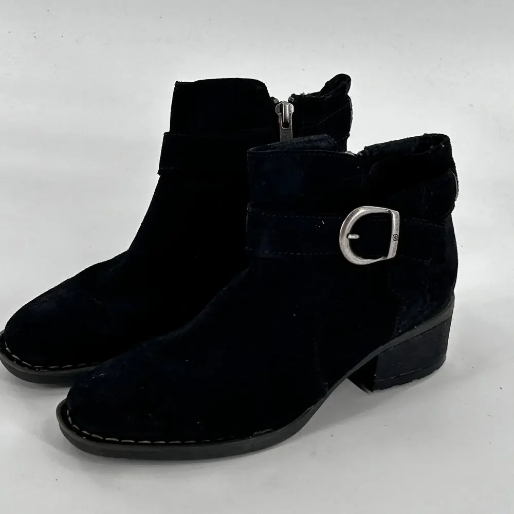 Born Morocco Ankle Booties 6.5 Black Suede NWOT Boots Buckle Western Comfort